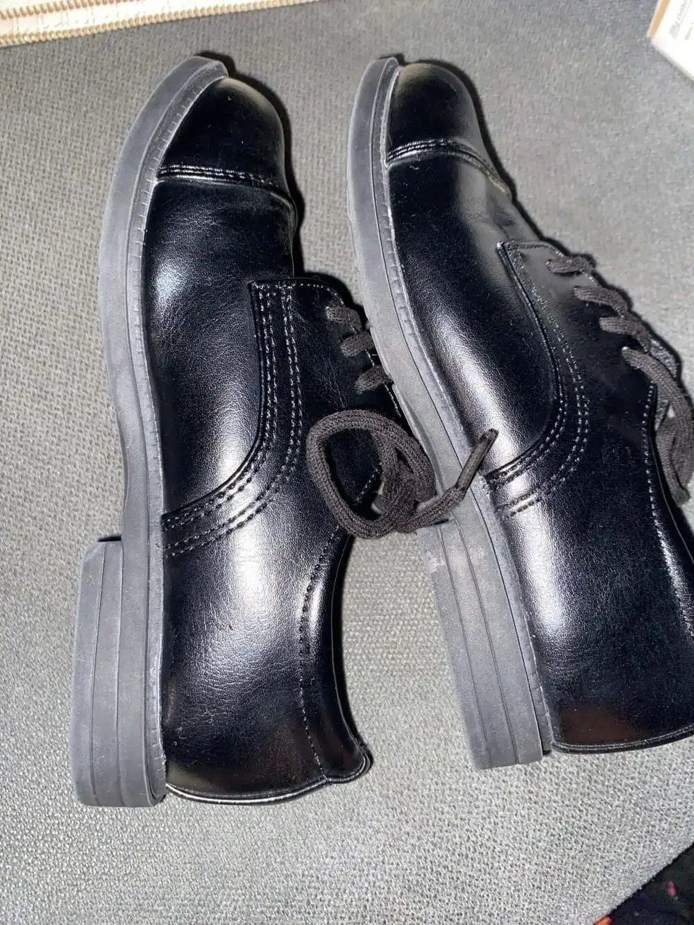 Smartfit Boys Black Cap Toe Lace-Up Dress Shoes Size 12.5